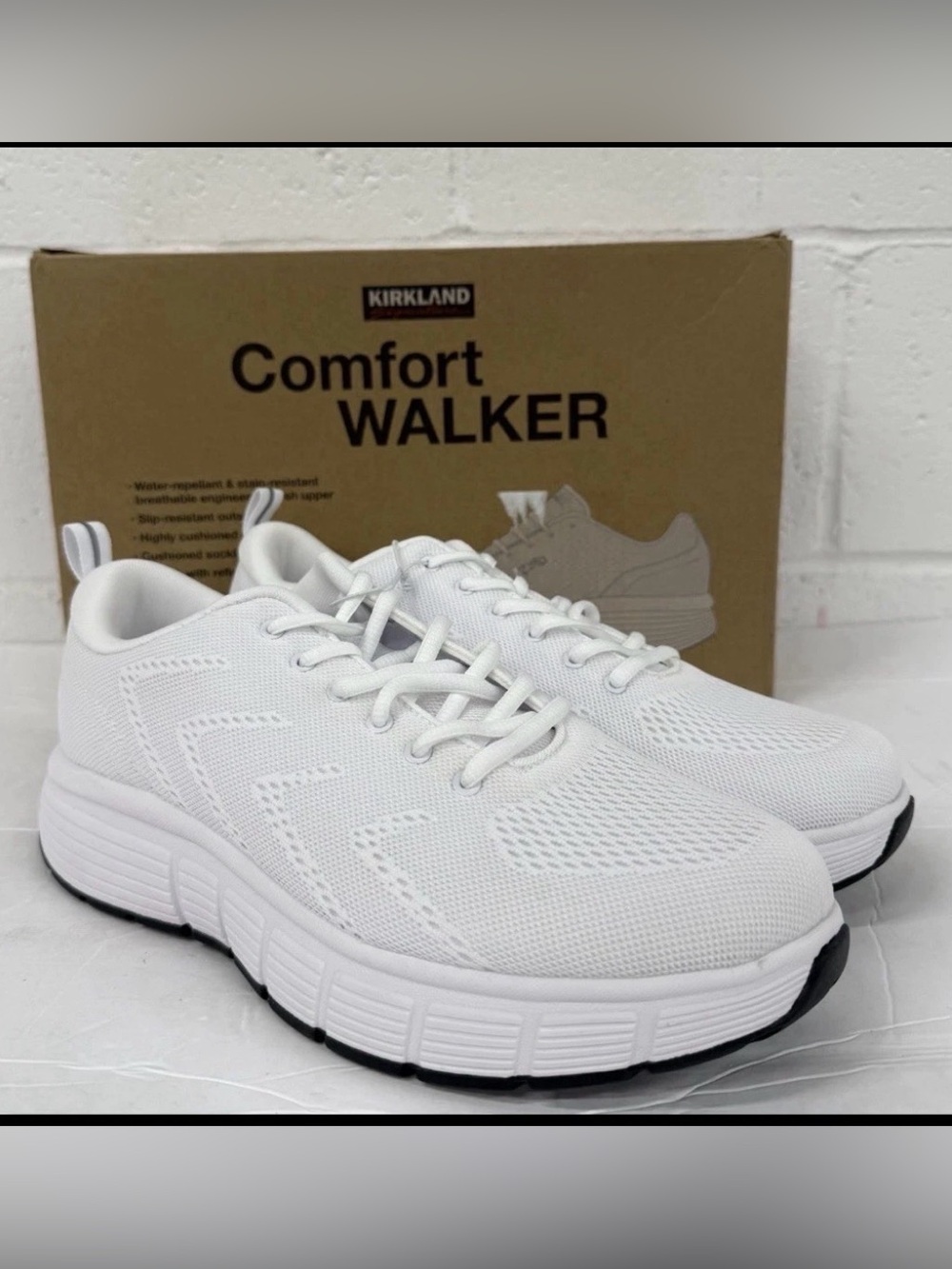 Kirkland Signature Men’s Comfort Walker Athletic Sneakers White Size 8.5 M US